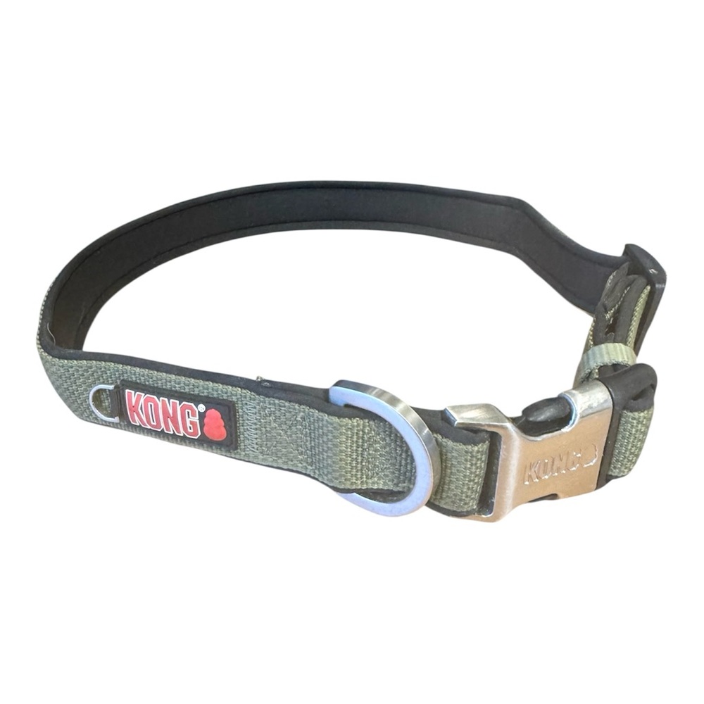 Kong XLarge Max Dog Collar Olive Green Metal Hardware Neoprene Padded Lining 28”
